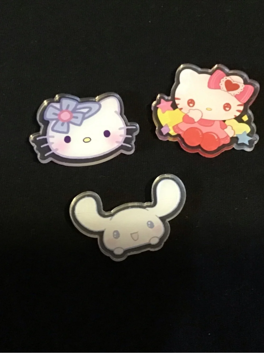 Sanrio Character Acrylic magnet set. - Assorted Pink Purple Black Designs